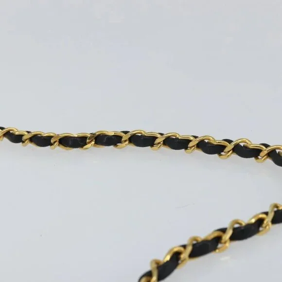 CHANEL Matelasse Chain Shoulder Bag Lamb Skin Black Gold CC Auth 158840 - Picture 7 of 16